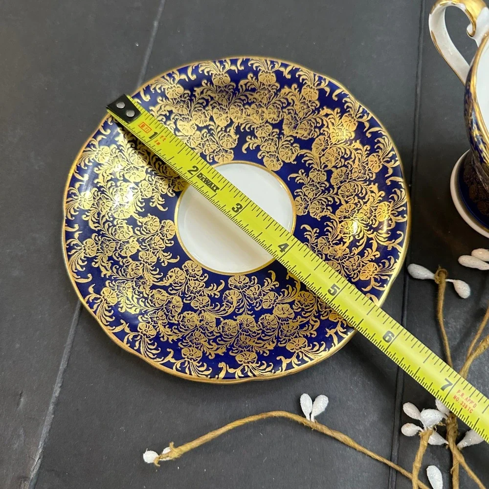Aynsley England Vintage Cobalt Blue Floral Gilded Chintz Cup & Saucer Set